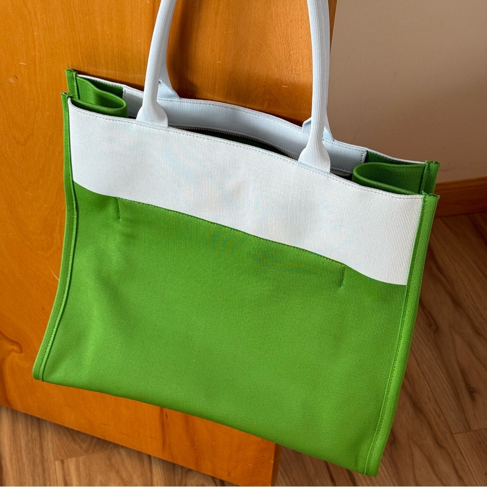 NWOT Kate Spade New York x Target Colorblock Knit Tote Bag Blue Green - Picture 6 of 7